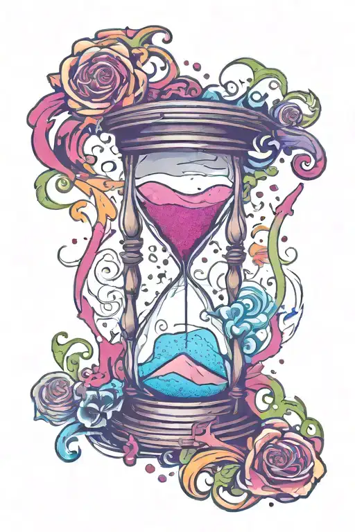 Broken hour glass with sand tattoo design idea