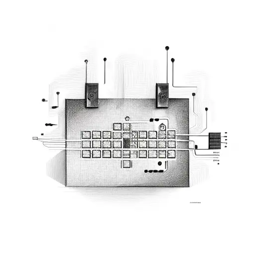 Circuit board with binary code and IT tools tattoo design idea