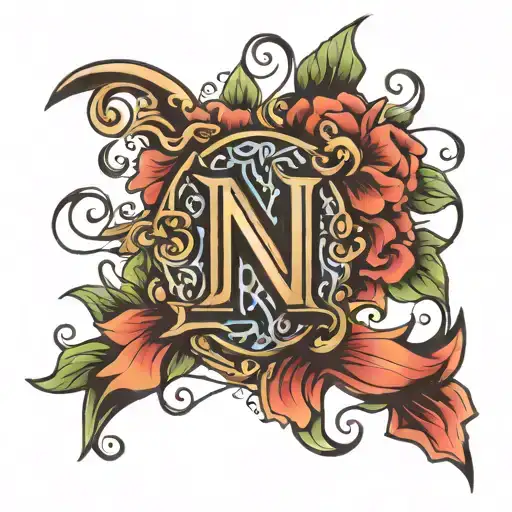 letters JN tattoo design idea