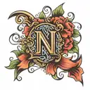 letters JN tattoo design idea