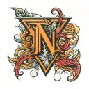 letters JN tattoo design idea
