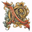 letters JN tattoo design idea