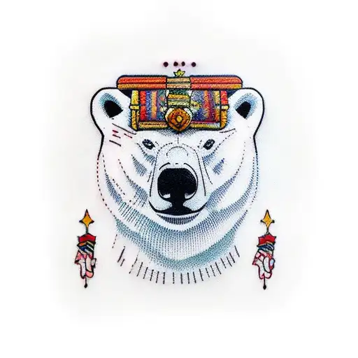 Ma'at face met headdres fram polarbear tattoo design idea