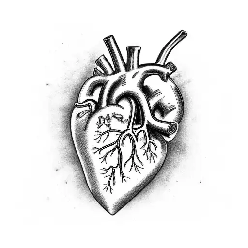 anatomical heart, kintsugi, with gold tattoo design idea