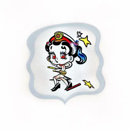 Betty boop cowgirl smoking a fag  tattoo design idea