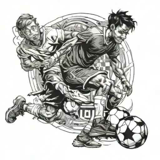 god giving a kid the talent to play football while showing him how far his career can go   tattoo design idea