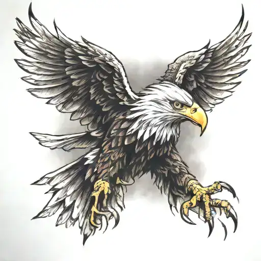eagle with red crossed sabers crossed tattoo design idea