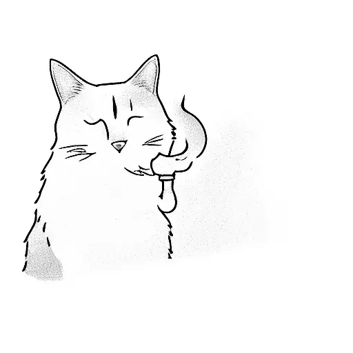 a cat smoking a cigarette tattoo design idea