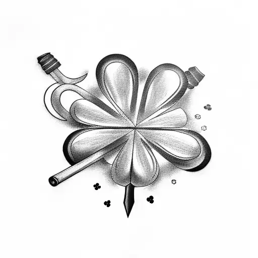 lucky clover with weapons  tattoo design idea