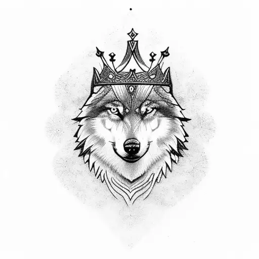 wolf with a King's Crown tattoo design idea