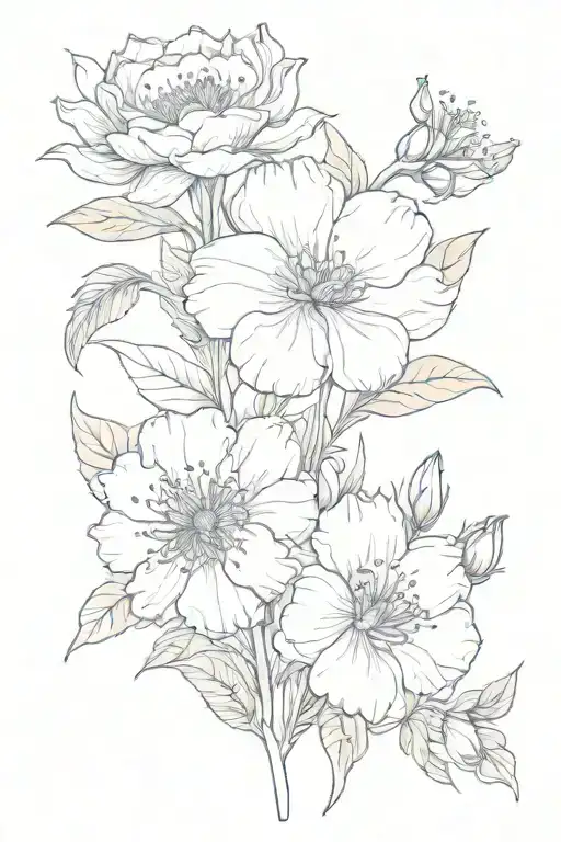 January July and August Birth flowers  tattoo design idea