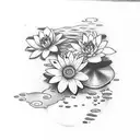 Ophelia from hamlet drowned in the pond with flowers surrounding her. Very pretty and simple tattoo design idea