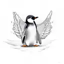 Penguin with wings tattoo design idea