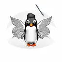 Penguin with wings tattoo design idea