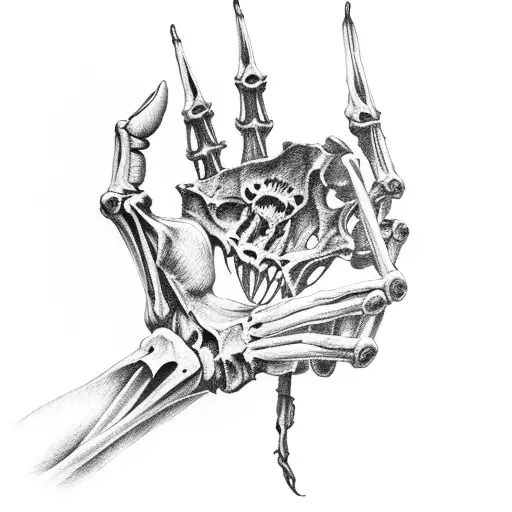 A skeletal hand reaching out to touch a reaper's cloak tattoo design idea