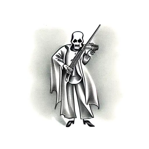 Grim reaper playing a haunting melody on a violin tattoo design idea