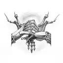 A skeletal hand reaching out to touch a reaper's cloak tattoo design idea