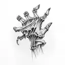 A skeletal hand reaching out to touch a reaper's cloak tattoo design idea