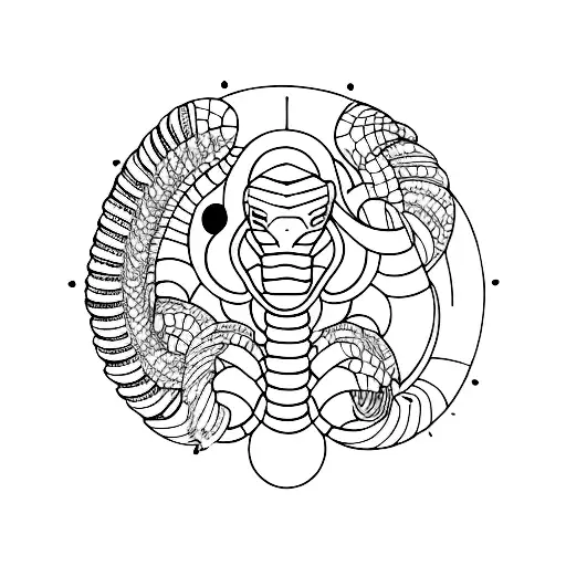 cobra red ink line back piece tattoo design idea