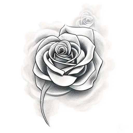 smoke rose clouds tattoo design idea