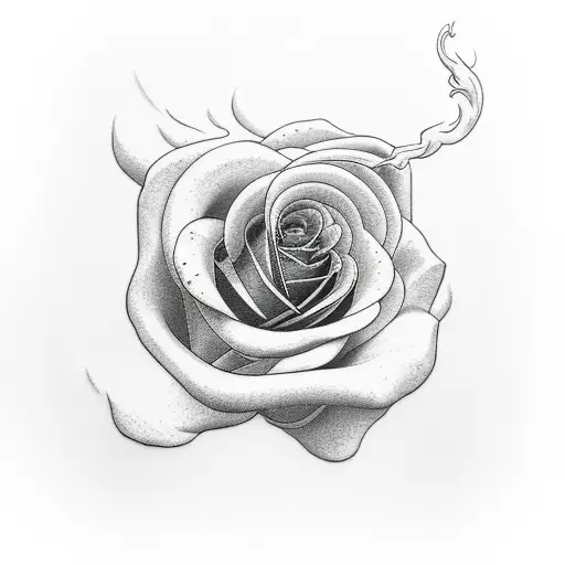 smoke rose clouds tattoo design idea