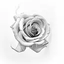 smoke rose clouds tattoo design idea