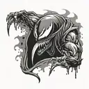 spawn shooting venom drips from the fangs tattoo design idea