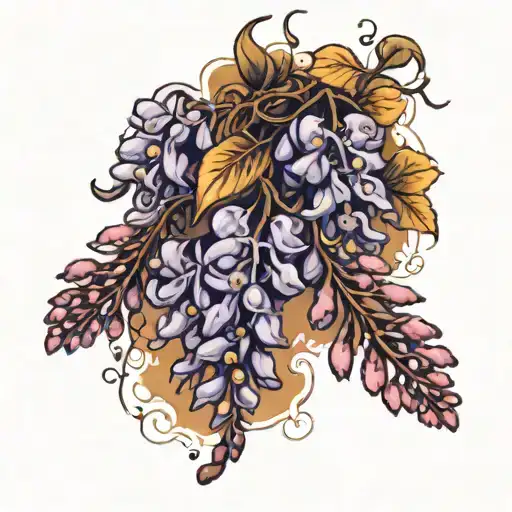 wisteria flowers and space  tattoo design idea
