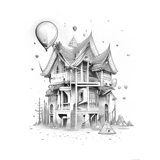 road to riches with broken house tattoo design idea