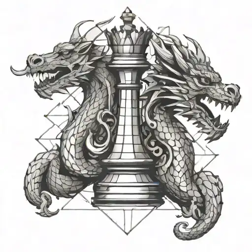 chess piece and dragon tattoo design idea