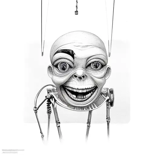 wheelchair marionette mummy tattoo design idea