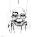 wheelchair marionette mummy tattoo design idea