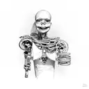 wheelchair marionette mummy tattoo design idea