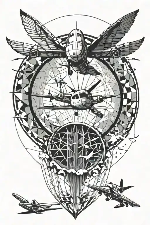 aviation and skydiving scene  tattoo design idea