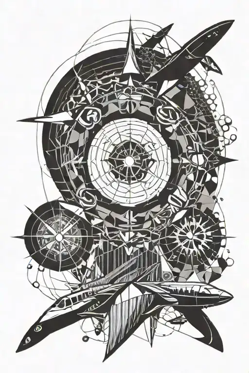 aviation, scuba diving, skydiving configuration tattoo design idea