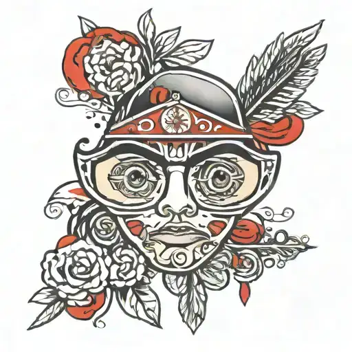 A design featuring a pair of eyes surrounded by iconic quotes from Scarface tattoo design idea