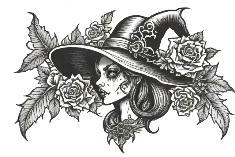 Witchy style tattoo design idea