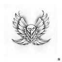 dice with wings tattoo design idea
