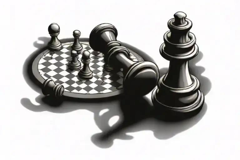 Chess pawn with shadow of king chess piece tattoo design idea