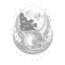 moon and lagoon tattoo design idea
