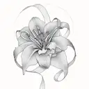 Lilly flowers with  cancer ribbon  tattoo design idea