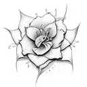 Lilly flowers with  cancer ribbon  tattoo design idea