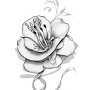 Lilly flowers with  cancer ribbon  tattoo design idea