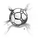 A black-grey tattoo of a soccer player dribbling a basketball tattoo design idea