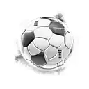 A black-grey tattoo of a soccer player dribbling a basketball tattoo design idea