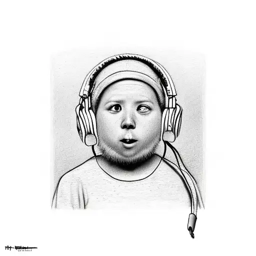 sour patch kid with head phones tattoo design idea