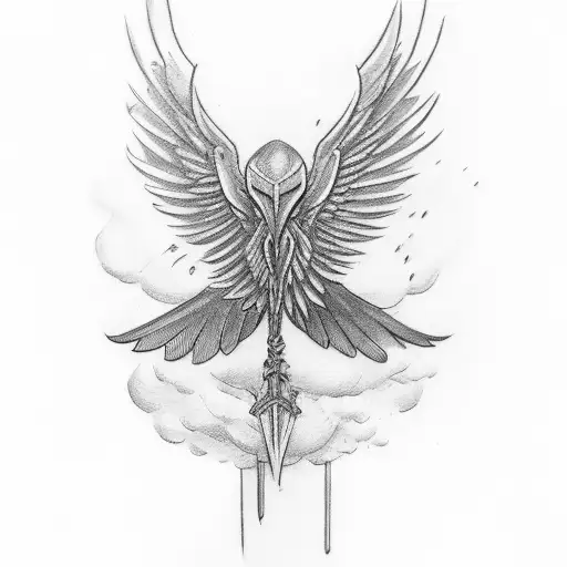 letter G with wings tattoo design idea