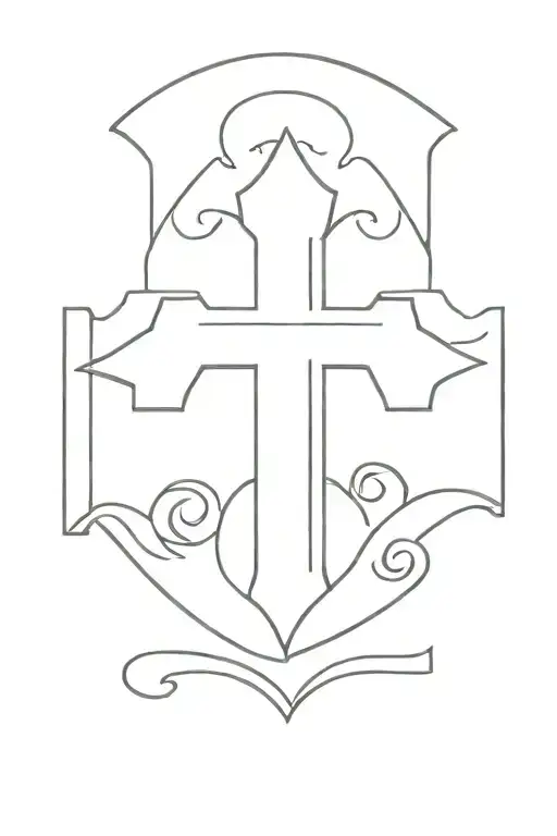 only simple cross outline left side of chest small tattoo design idea