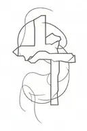 only simple cross outline left side of chest small tattoo design idea