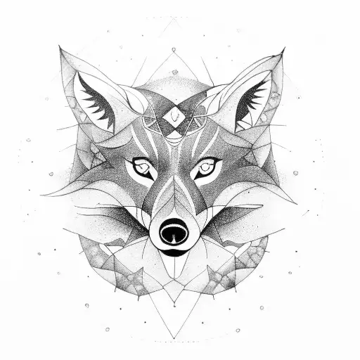 Geometric mandala incorporating elements of nature and the maned wolf tattoo design idea